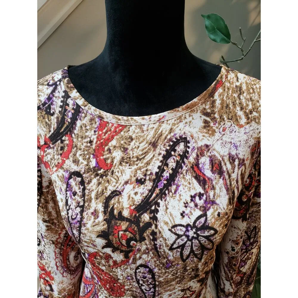 KUT from the Kloth Dress Women 12 Multicolor Paisley 3/4 Sleeve Lined Stretch - Image 6