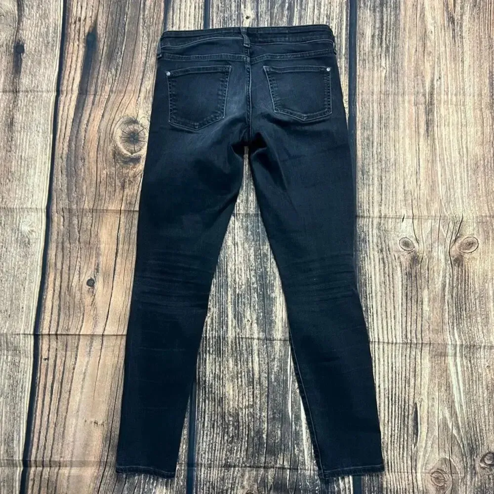 Pilcro Women's‎ Black Mid Rise Skinny Ankle Jeans Size 26 Distressed - Image 5