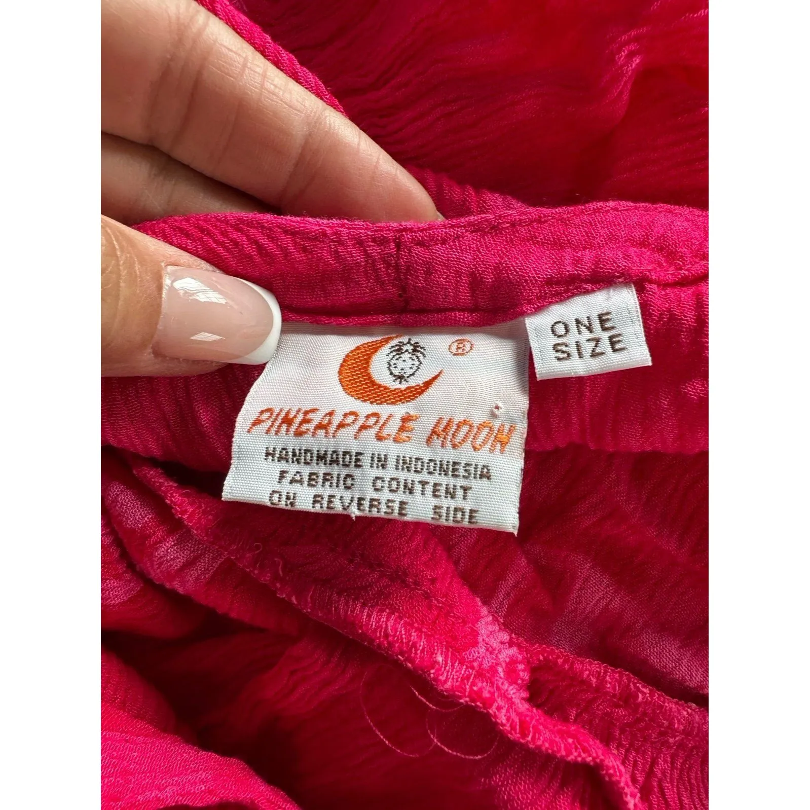 Pineapple Moon Hawaiian Inspired Tropical Crepe Crinkle Baby Doll Dress One Size Pink Size undefined - Image 6