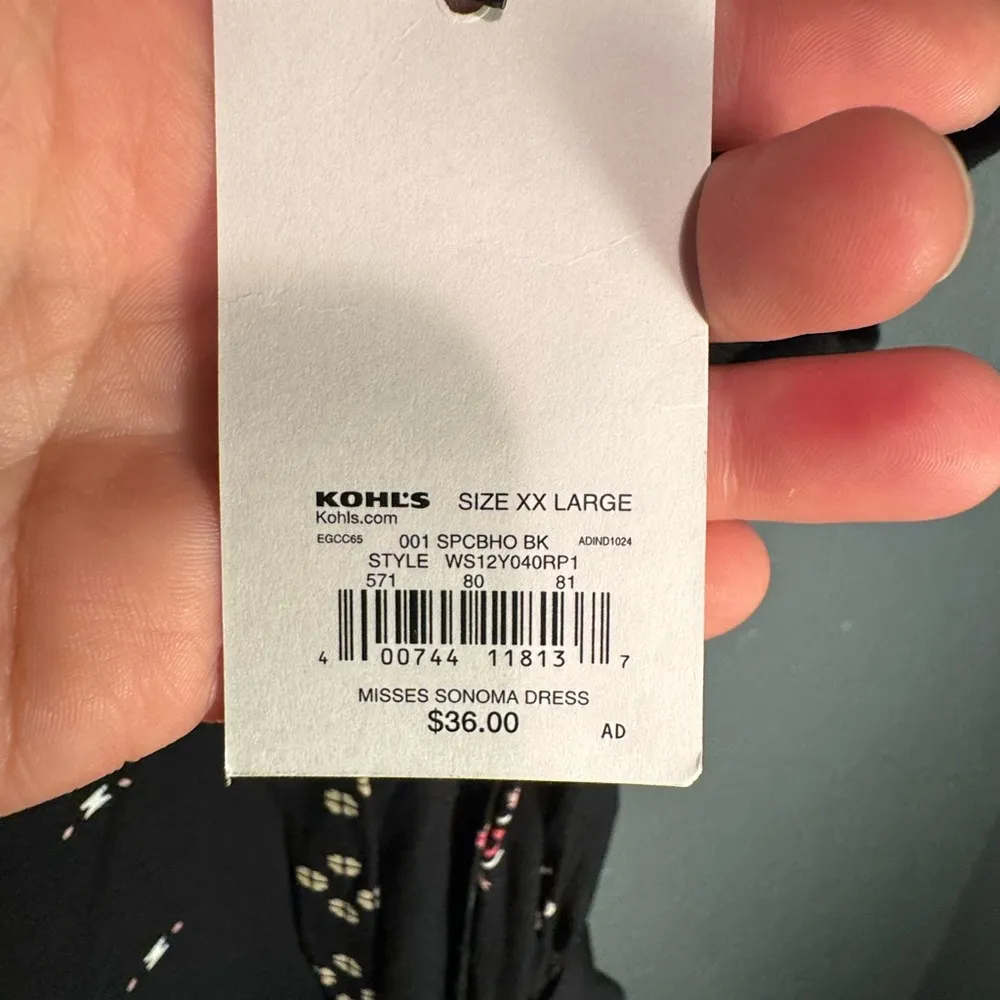 Sonoma Misses Womens Belted Aztec Midi Dress V Neck Black Design Size XXL - Image 3