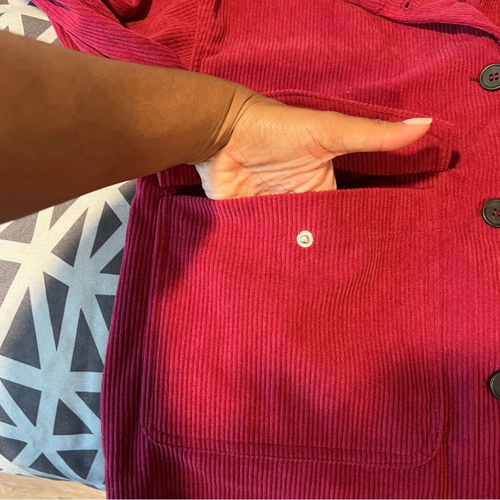 Avec Les Filles‎ Berry Corduroy Mock Neck Button Front Oversized Trucker Jacket - Image 14