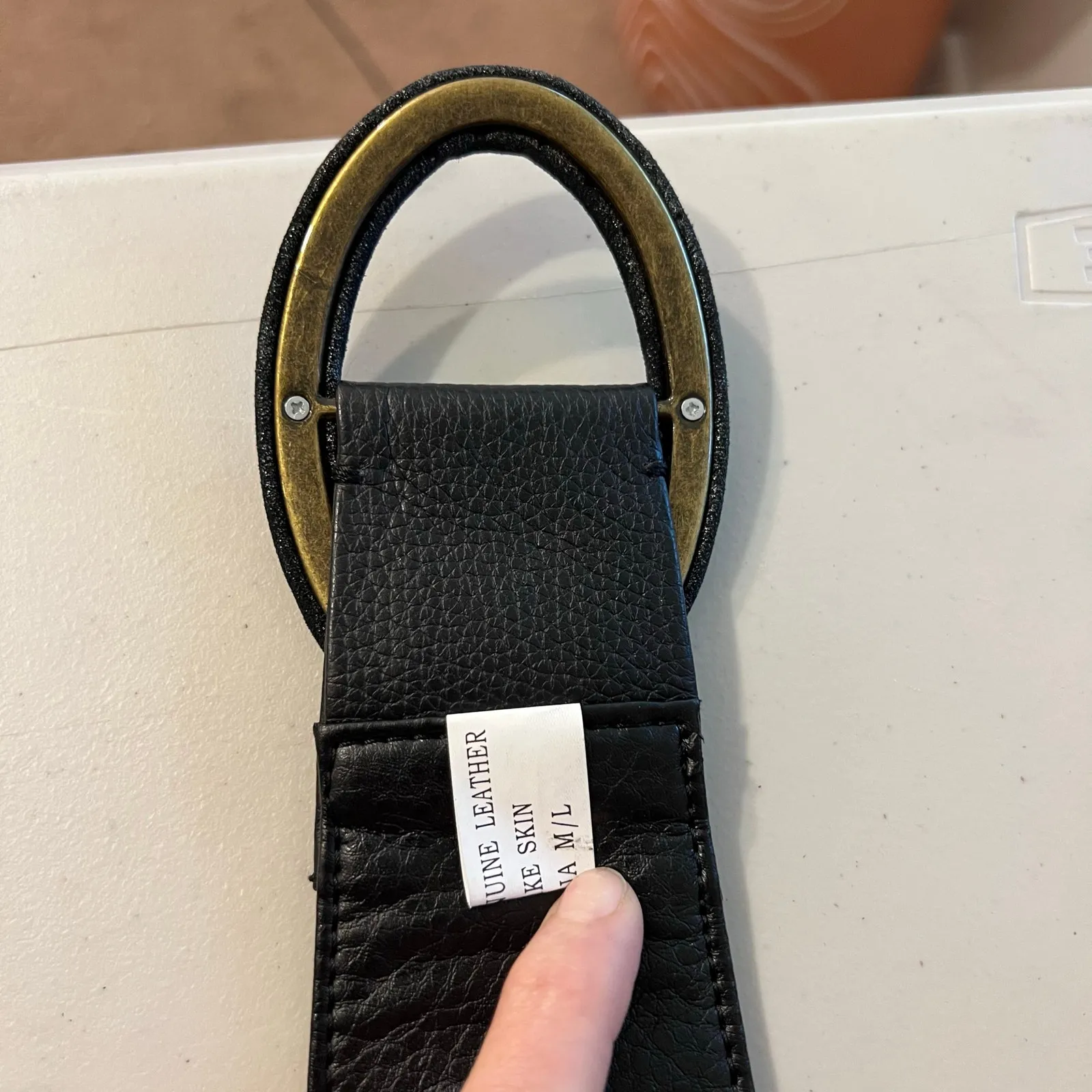 Chi Designed by Carlos Falchi Black Genuine Leather Snake Skin Belt Free Size - Image 10