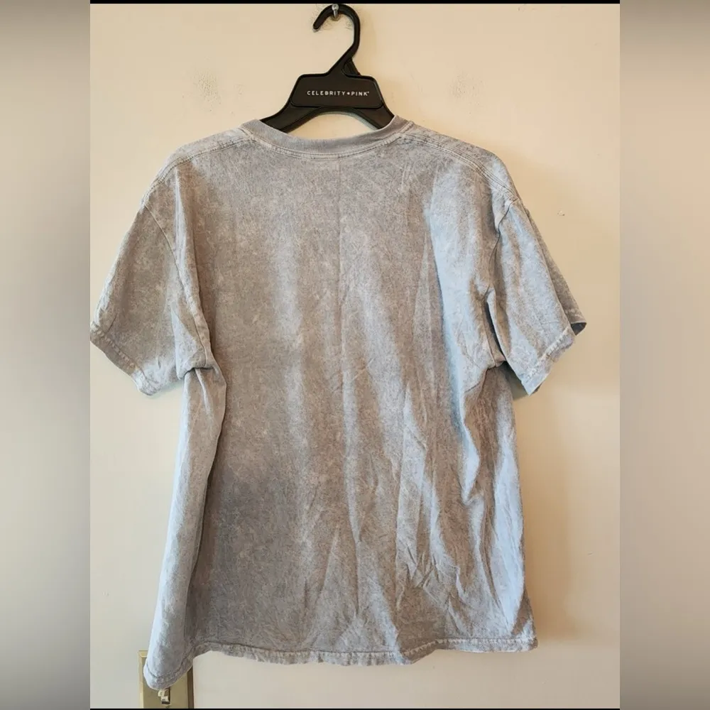 Playboy Stonewash Bunny Spell Out Logo Grey T-Shirt Size womens Medium Cotton - Image 3