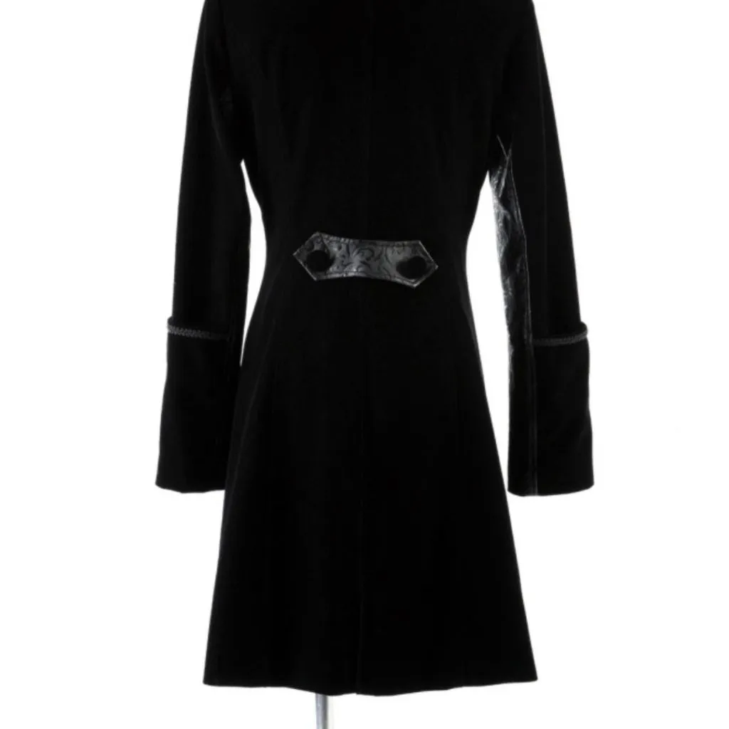 Gothic Lolita Victorian Aristocrat Visual Kei Black Velvet High Neck Jacket XL - Image 6