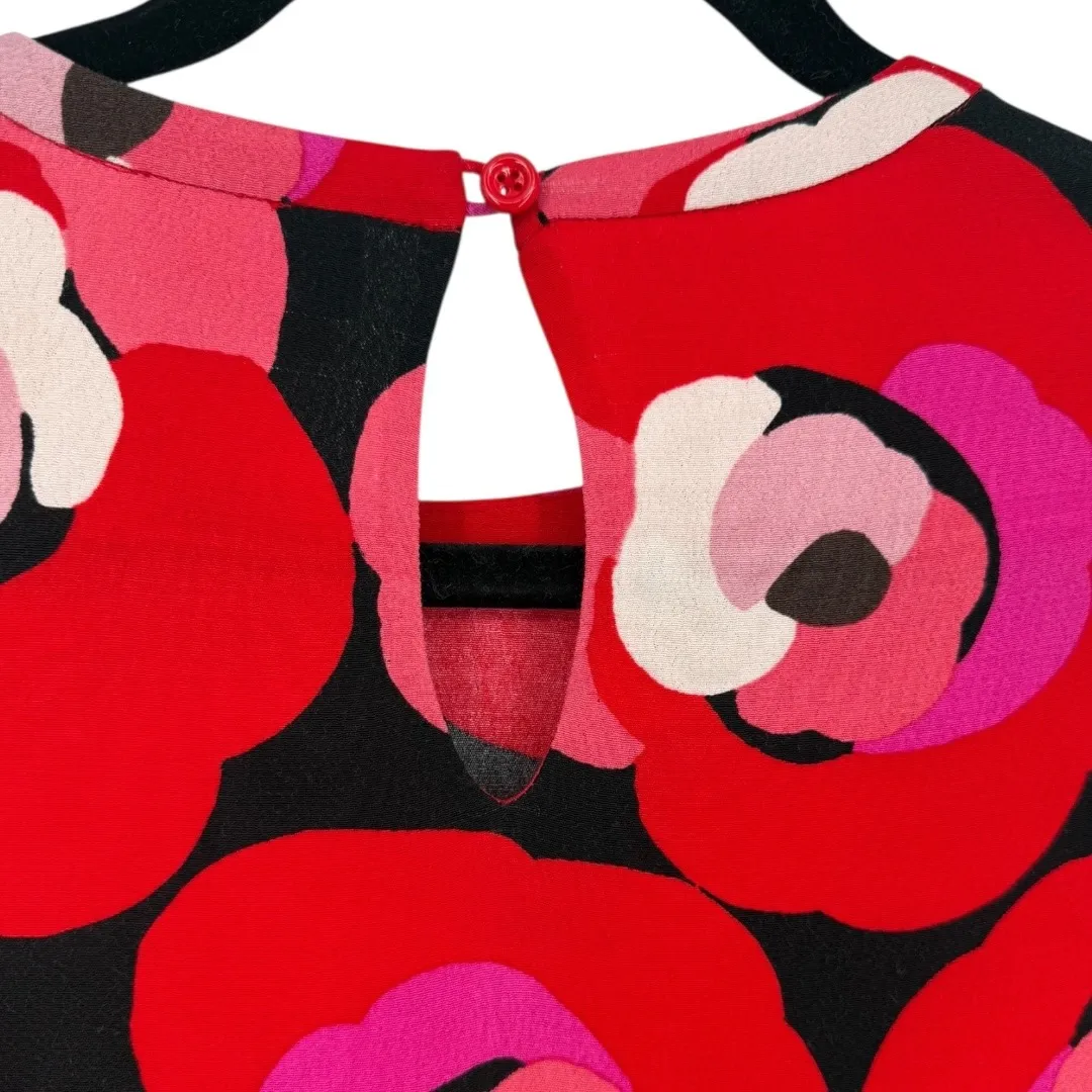 Kate Spade Deco Rose Peplum Blouse Top Floral Long Sleeve Red Size 0 Feminine - Image 6