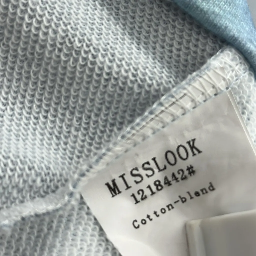 Mislook French Terry Cotton Blend Beachy Hoodie Sweatshirt Oversized Unisex M Blue Size M - Image 10