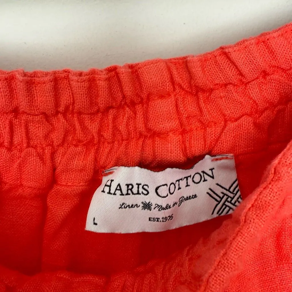 Haris Cotton Women’s Large Orange Gauze Linen Pants LagenLook Minimalist - Image 2