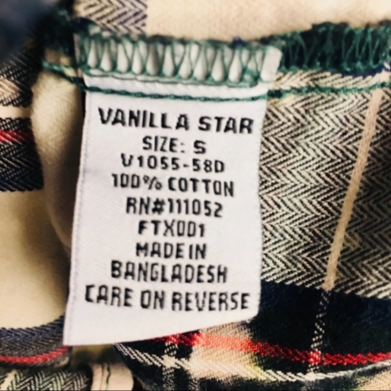 Vanilla Star Plaid Flannel Bleach Dyed Shirt Small - Image 8