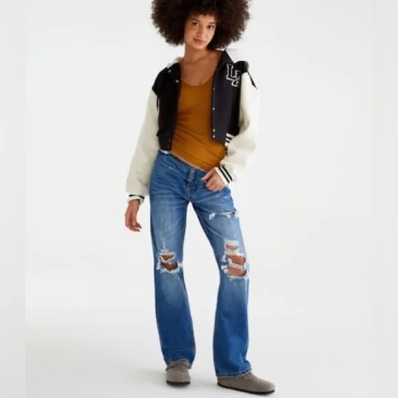 Aeropostale 90s Baggy Jeans Low Rise Distressed Denim 00 REG Y2K Grunge - Image 3