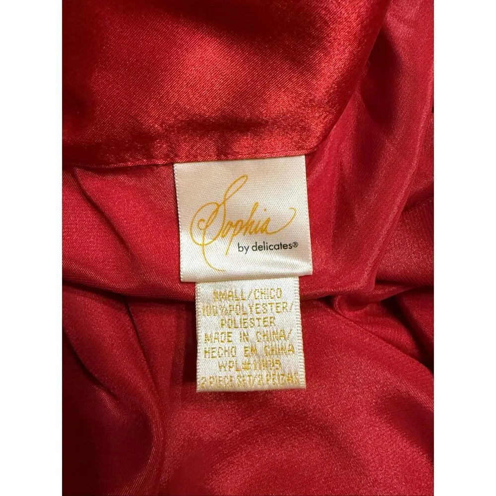 VTG Sophia by Delicates Red 2pc Satin Pajama Set Size Small - Image 4