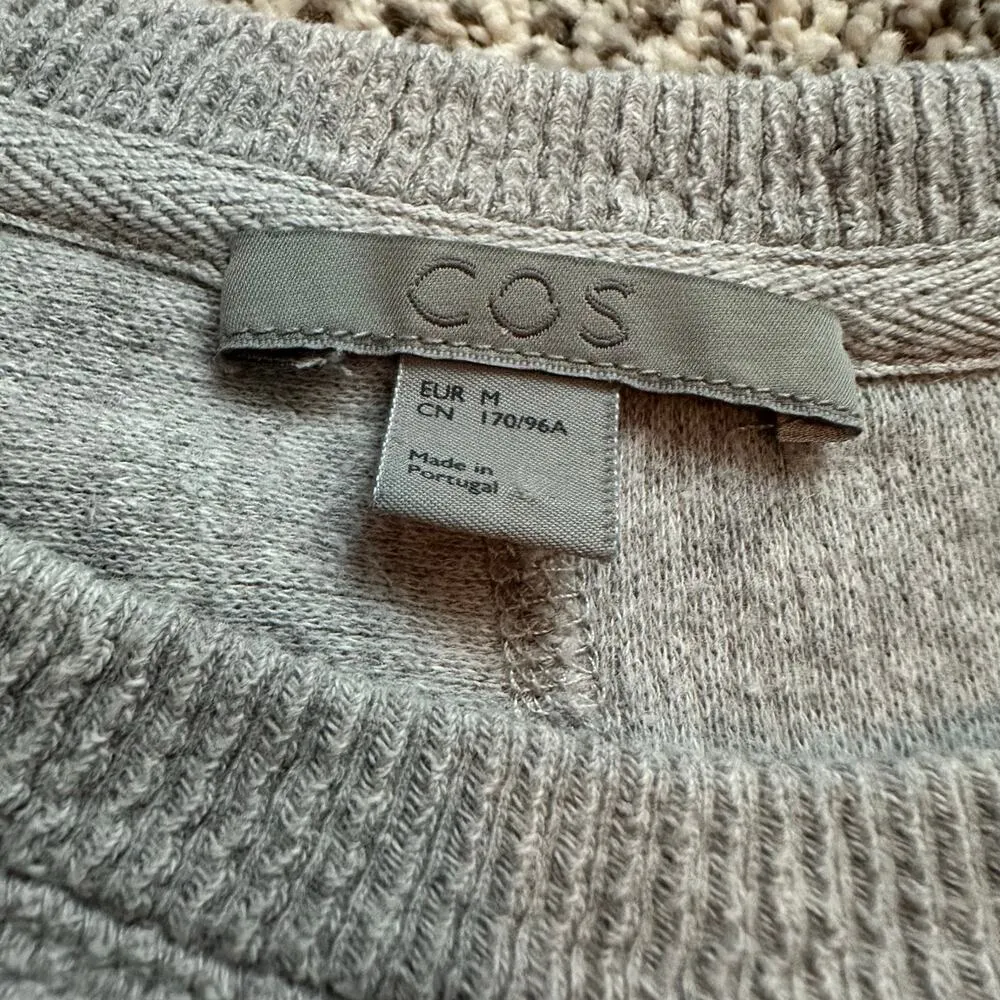 COS light gray ribbed long sleeve cotton top size M - Image 6