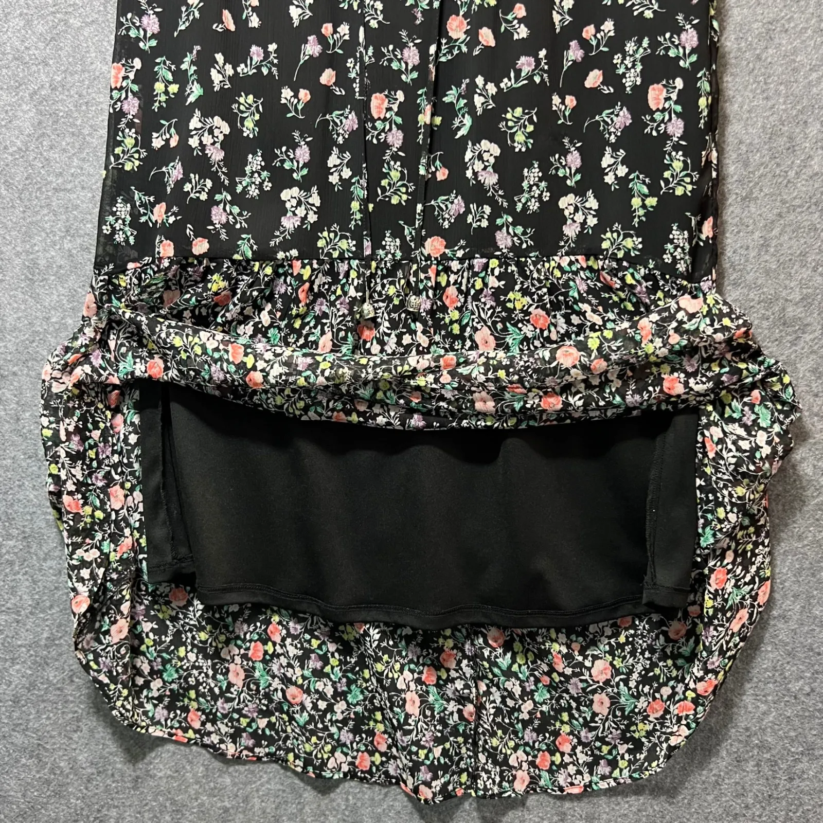 Westport Floral Print Midi Skirt‎ Black Multicolor Size M Elastic Waist Lined - Image 3