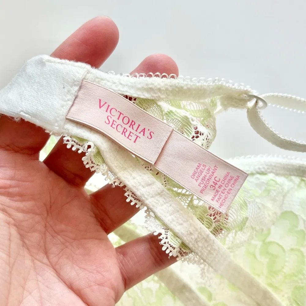 Victoria’s Secret Swarovski Crystal Dream Angels White Green Push Up Bra 34C - Image 8