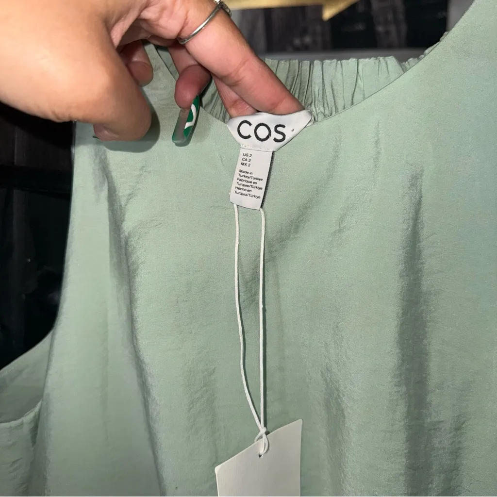 COS Light Green Racer-Neck Midi Dress Sleeveless A-Line Summer Minimalist Style - Image 12