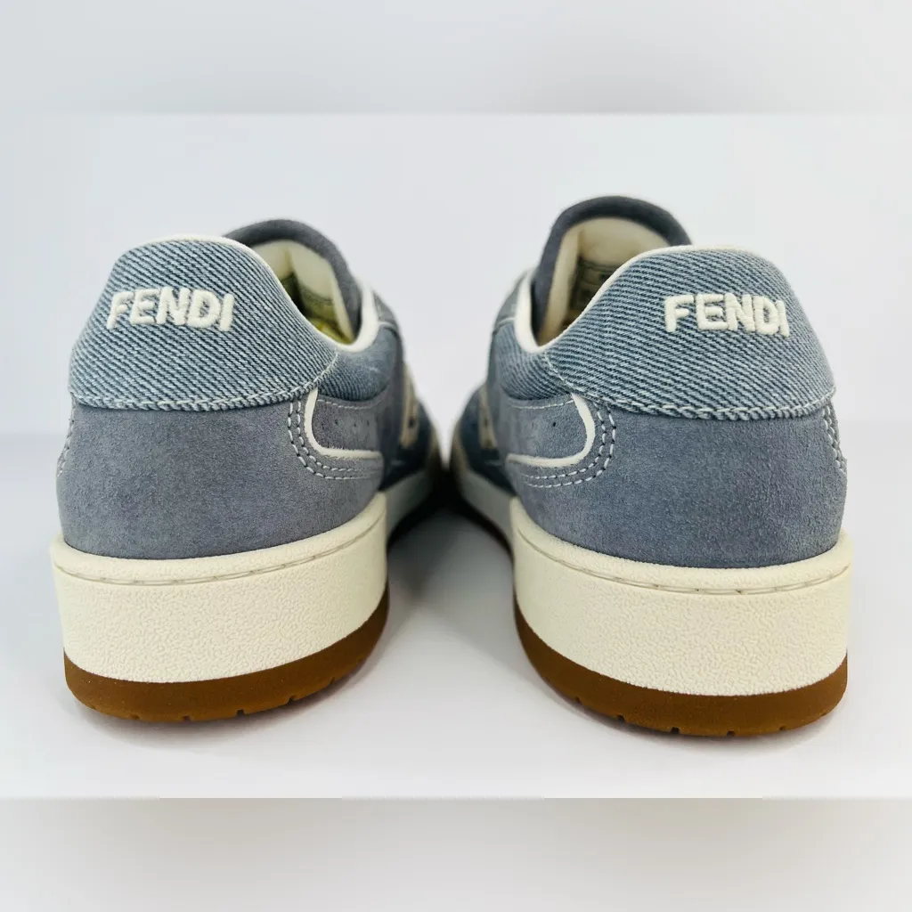 FENDI Match FF Women's Denim Suede Logo Fashion Ace Sneakers Size EU 37.5 - Image 5