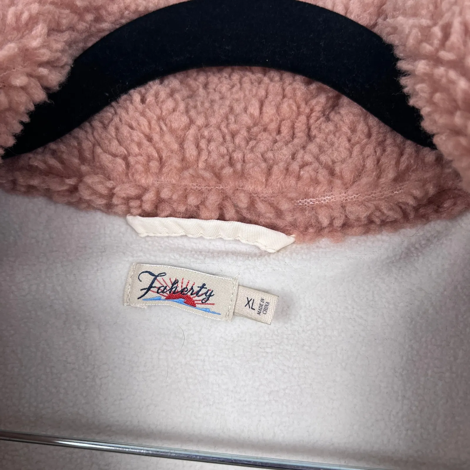 Faherty Women's Eldridge Sport Sherpa Jacket Pink Sz XL - Image 5