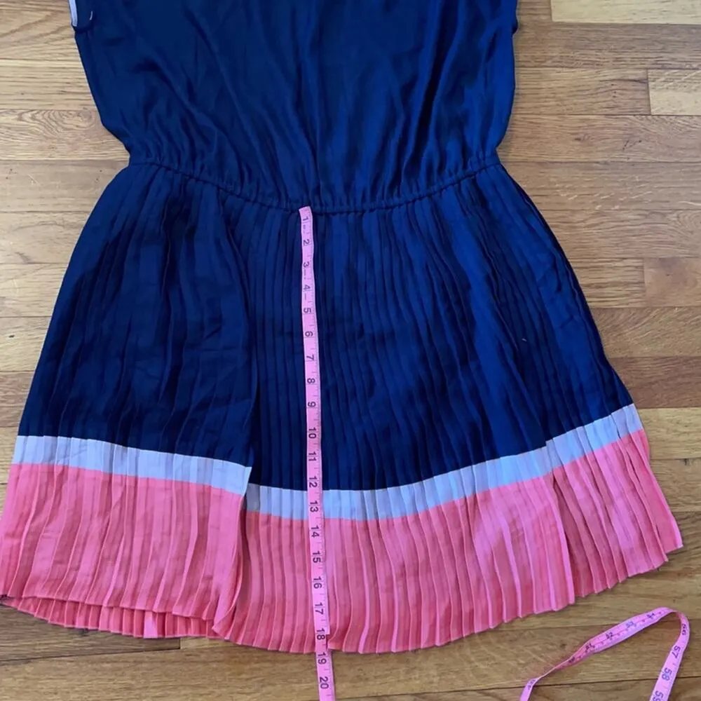 American Eagle Women XL Blue Pink Back Cut-out Pleated Fit and Flare Midi Dress - Image 9