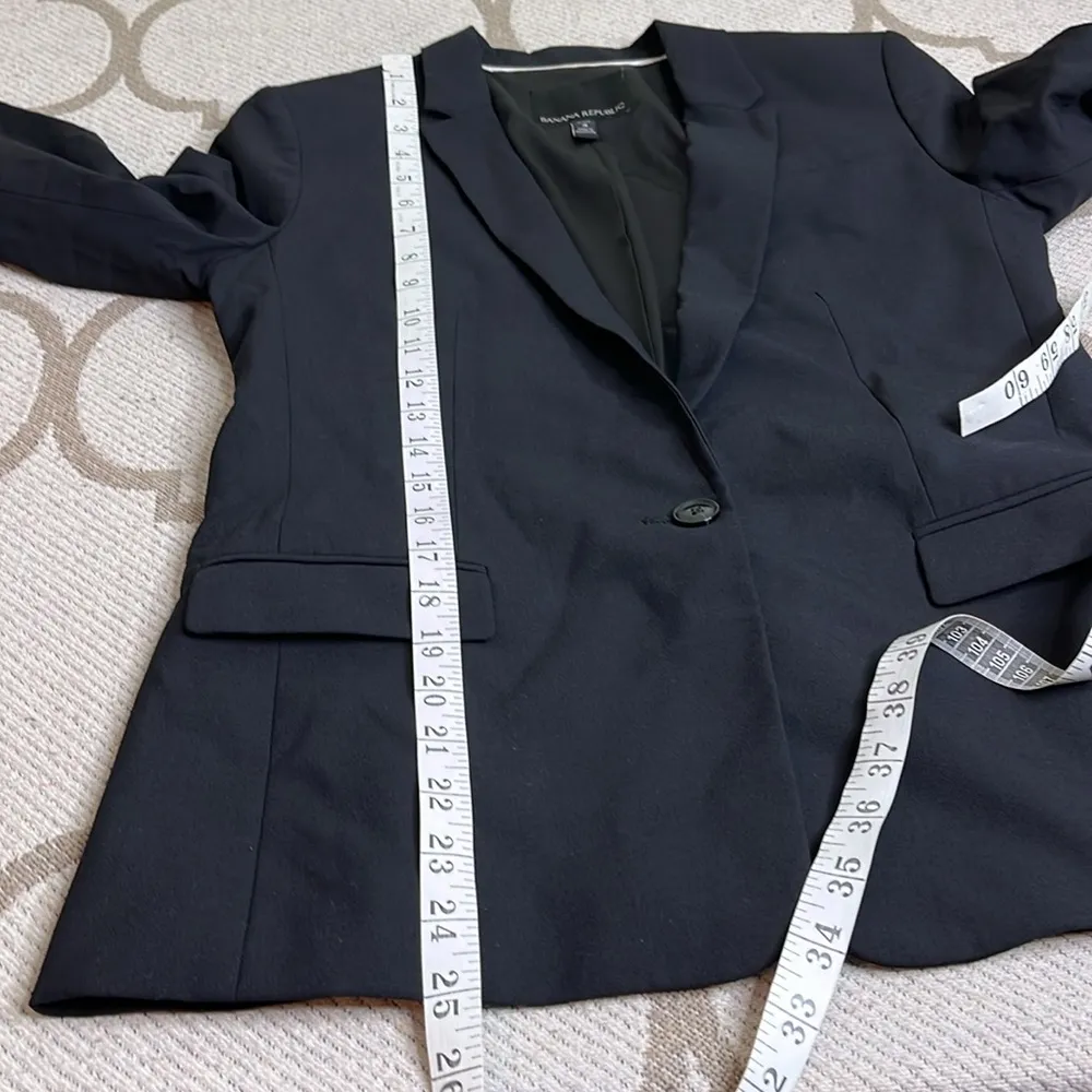 Banana Republic one button closure wool black blazer jacket - Image 10
