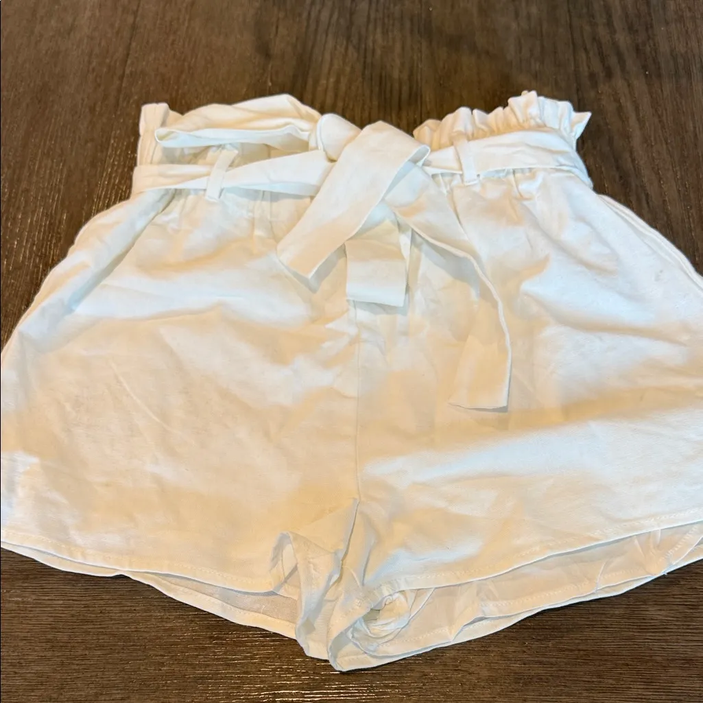 Lulu's White High Waist Tie Shorts - Image 3