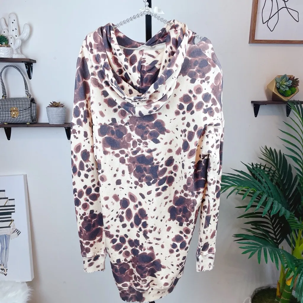 n:Philanthropy Tie-Dye Spotted Oversized Cotton Tunic Hoodie Size Small NWT Dark - Image 4