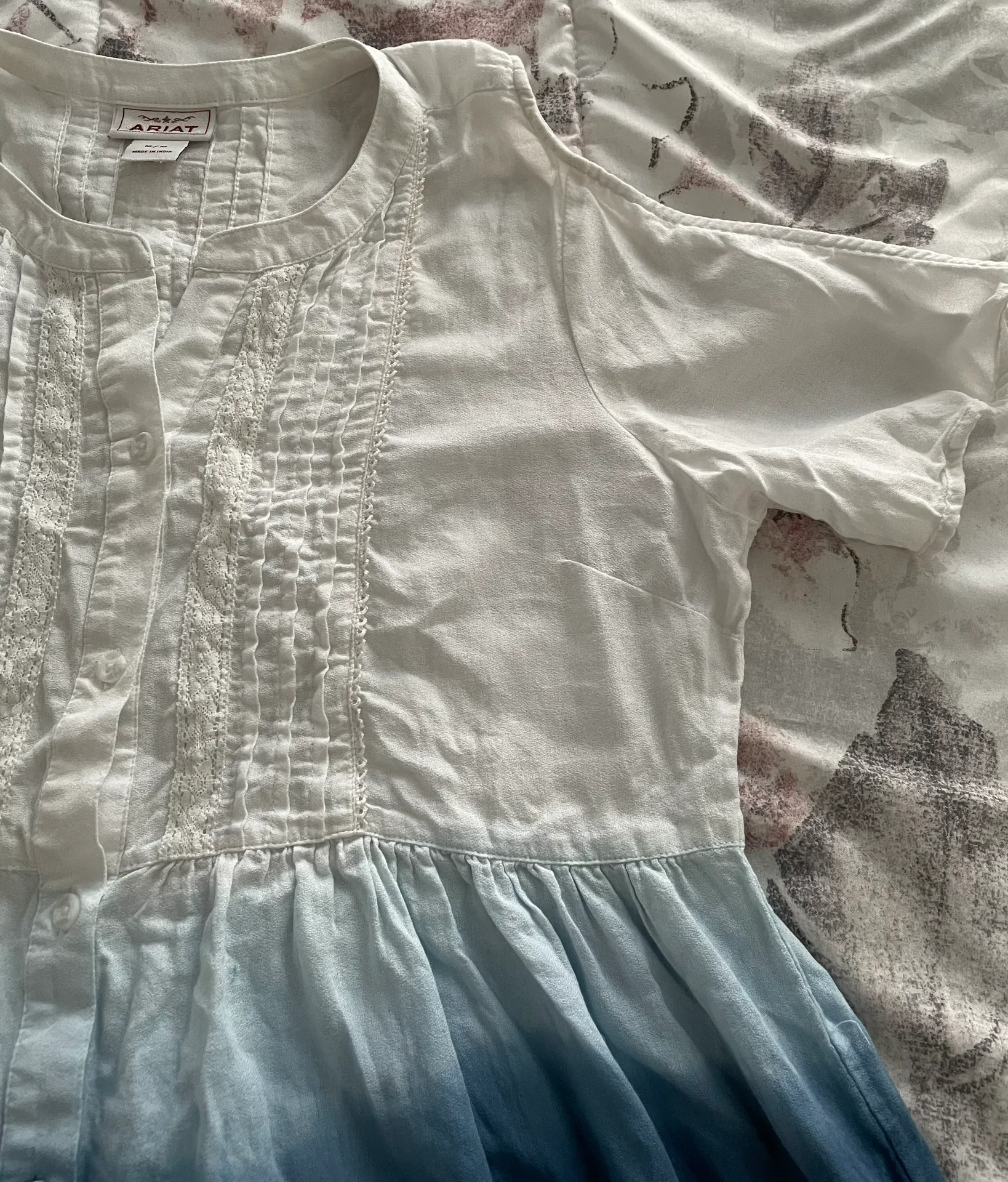 White Blue Western Cowboy Festival Cold Shoulder Mini Dress, size M - Image 11