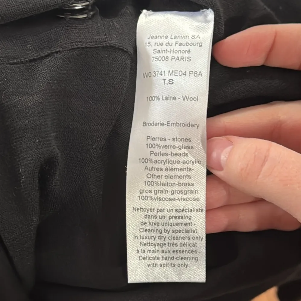 Lanvin thin Wool Black Cardigan with Crystal embellishments Size S - Image 10