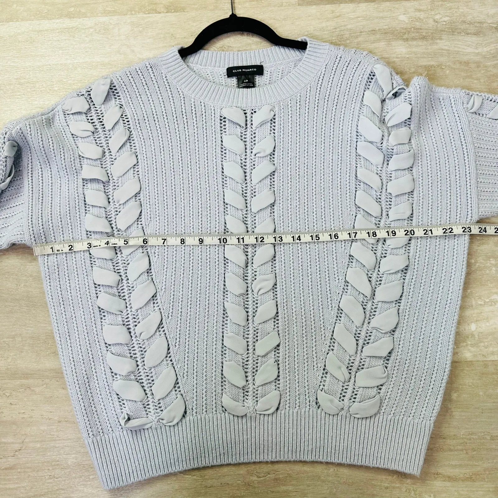 Club Monaco Woven Detail Sweater in Grey Dawn Small - Image 8