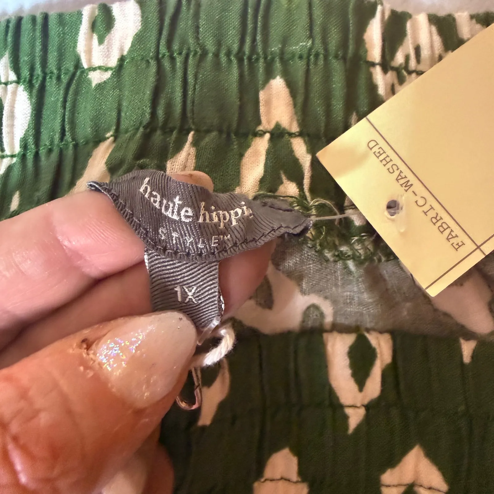 Haute Hippie Green Linen Wide Leg Pants Boho Pull On Elastic Waist 1X NWT Resort - Image 5