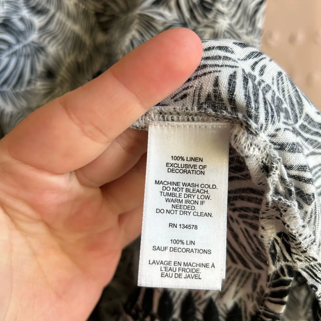 Vineyard Vines Palms‎ Vineyard Tunic  Dress 100% Linen Sz M Black White - Image 4