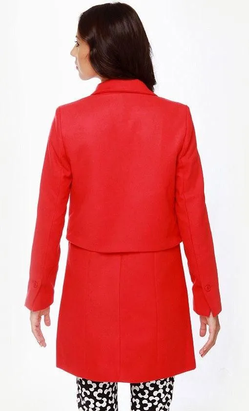 BB Dakota Rynn Coral Red Coat - Image 4