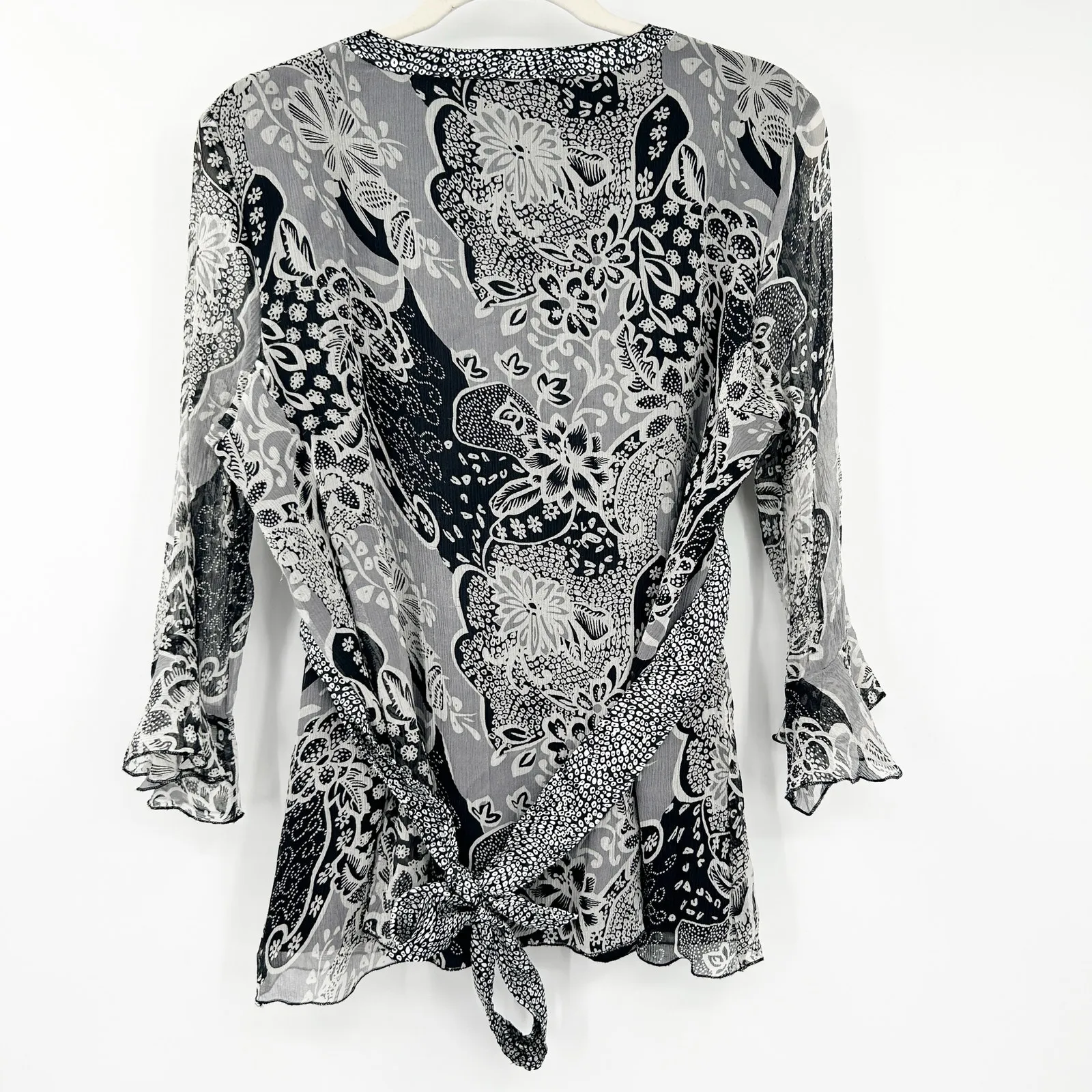 Carole Little Womens Y2K Dark Cottagecore‎ 100% Silk Floral Peplum Babydoll Top Black Size XL - Image 5