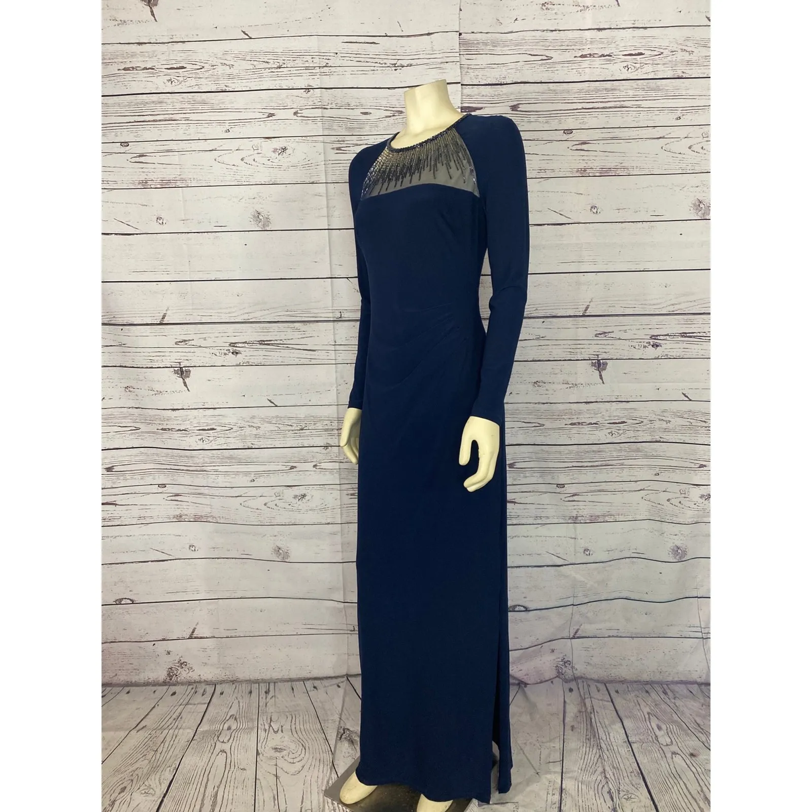 LAUREN RALPH LAUREN Beaded-Yoke Jersey Gown size 8 - Image 9