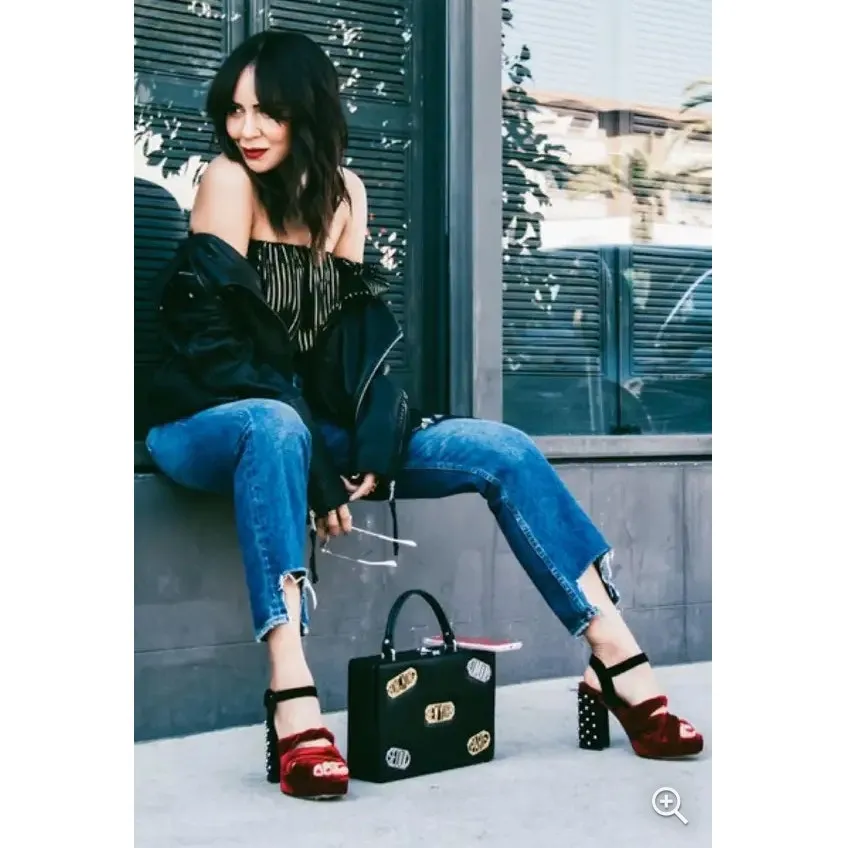 GRLFRND Revolve Helena High Rise Bittersweet Straight Leg Denim Dark Wash Jeans - Image 2