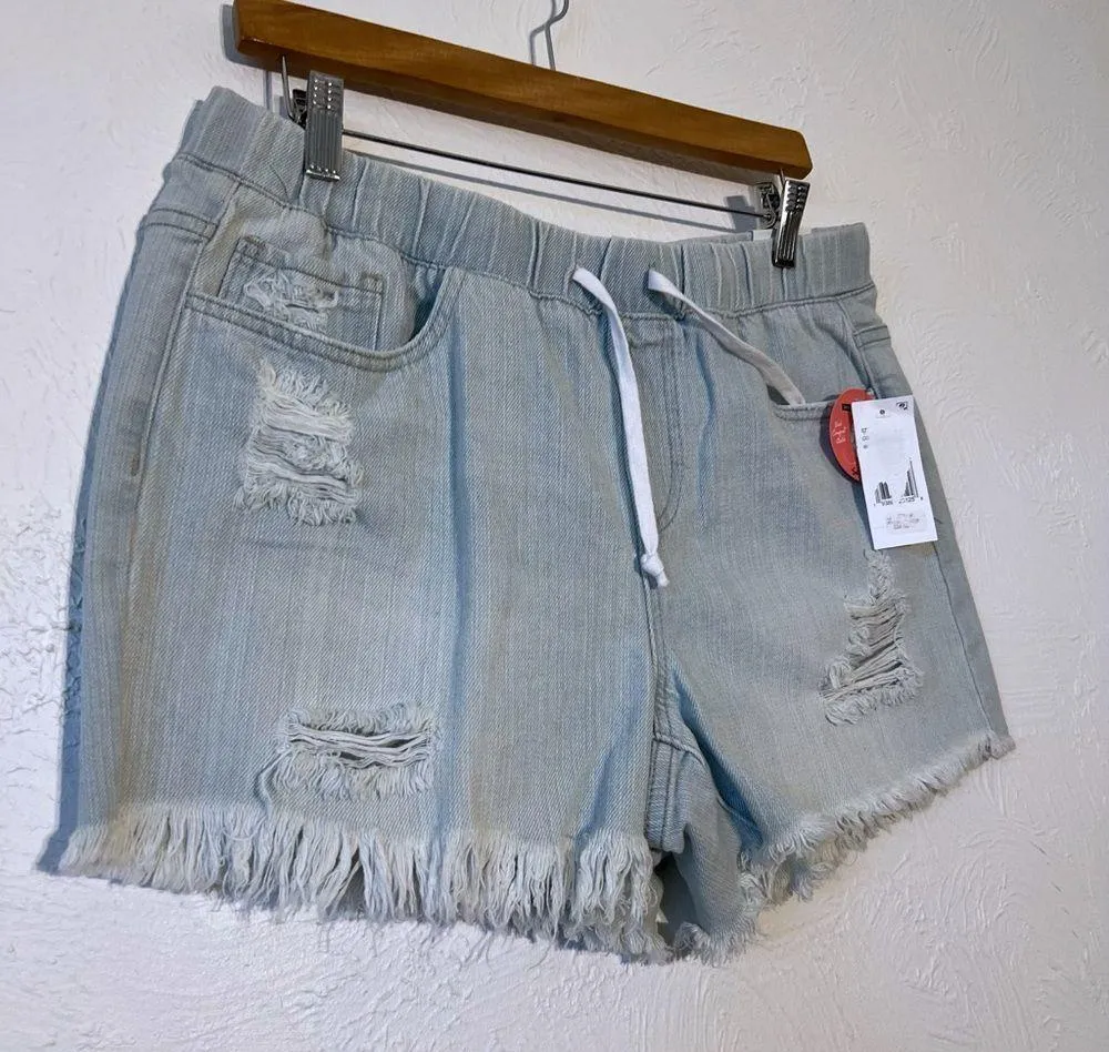 YMI Dream Women’s Drawstring Waist Distressed Frayed Shorts SZ 9 29 New - Image 2