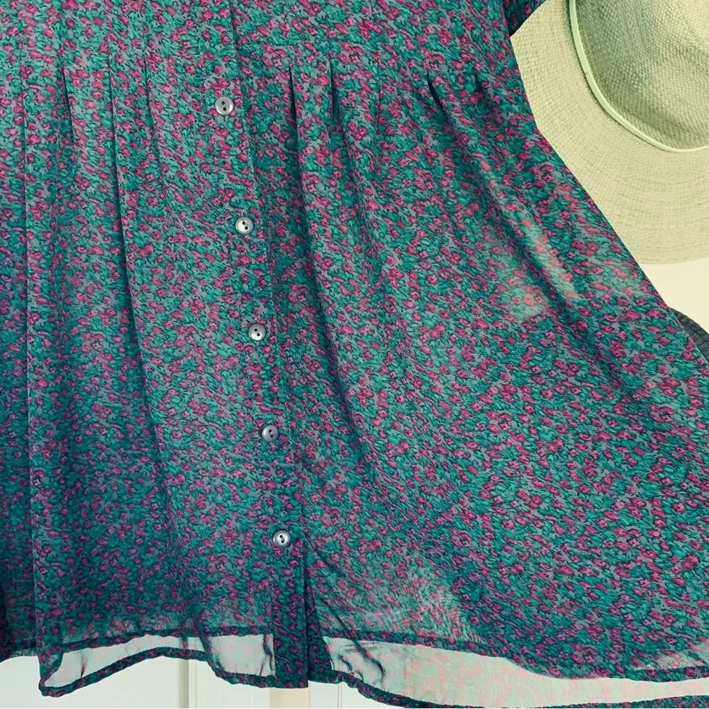 Forever 21 Floral Shear/See-Through Dressy Babydoll Tunic Blouse | Size: M - Image 4