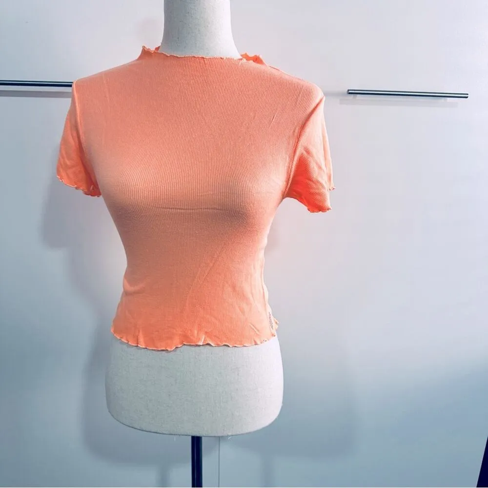 FP Movement Size XS Peach Madeline Funnel Baby Tee T-Shirt Soft Free People Top - Image 4