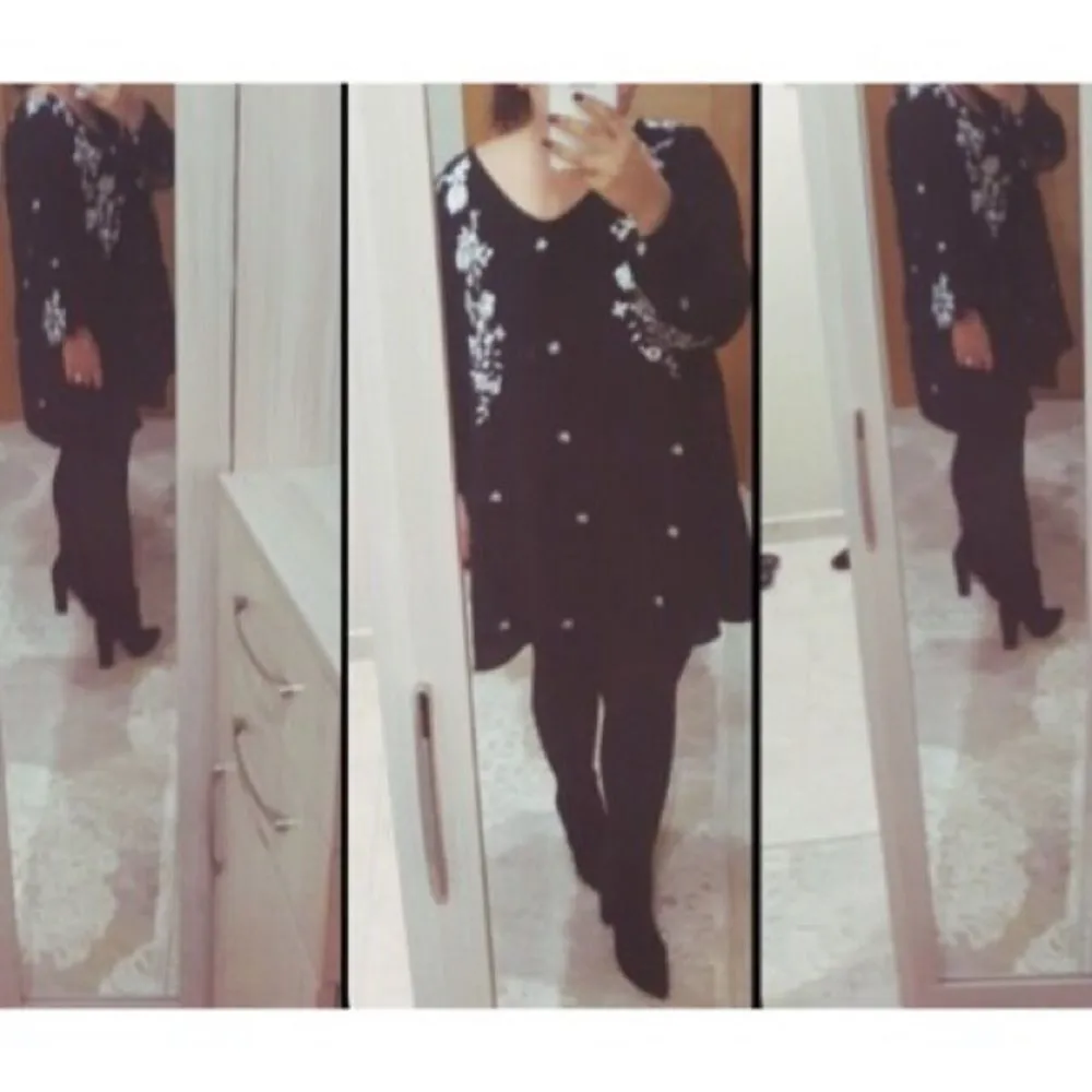 ✨HP✨Black Cutout Back Lantern Embroidered Dress✨ Black Size XS - Image 7