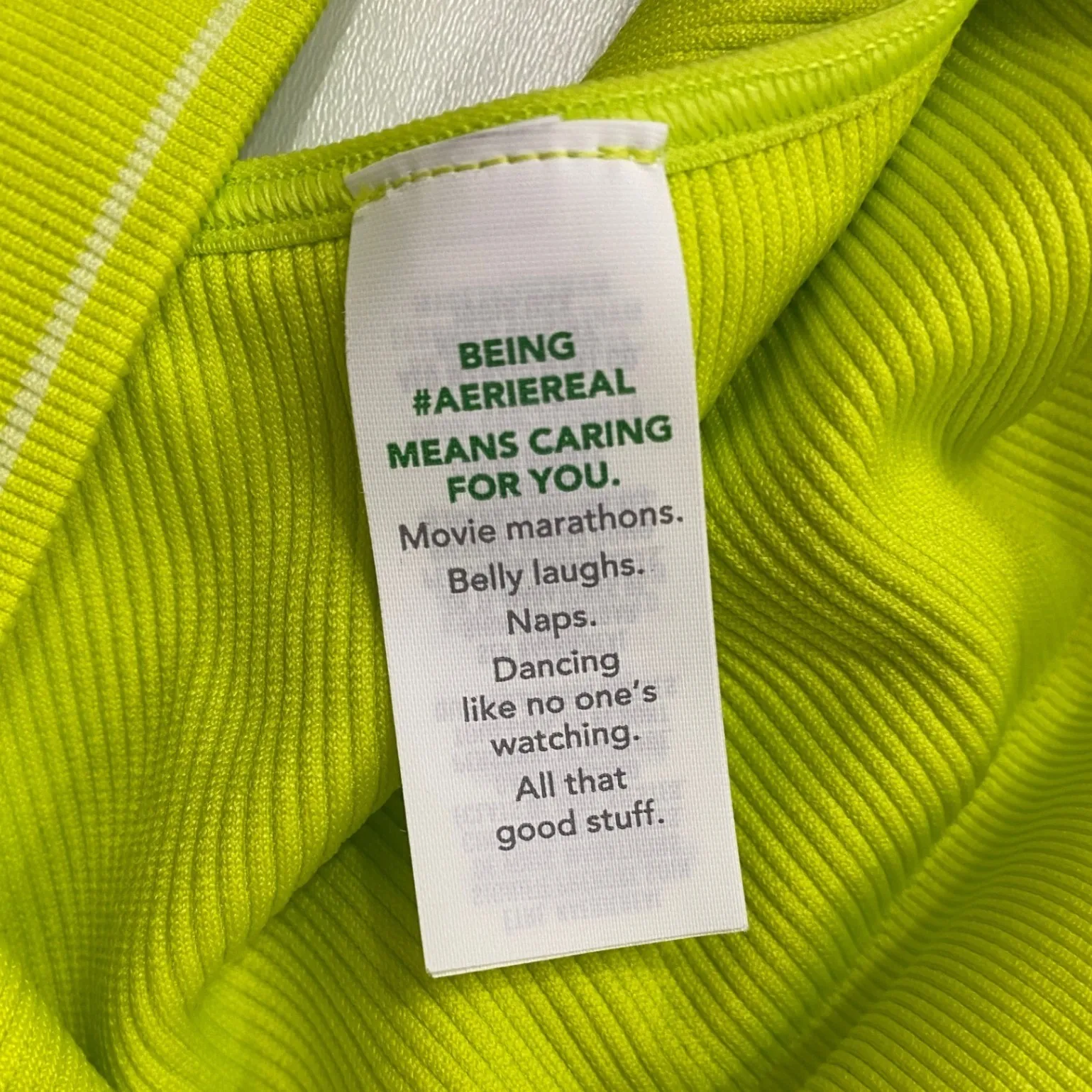 Aerie Real Good Ribbed Seamless Sports Bra Crop Tank Top Lime Green Size S NWT - Image 7