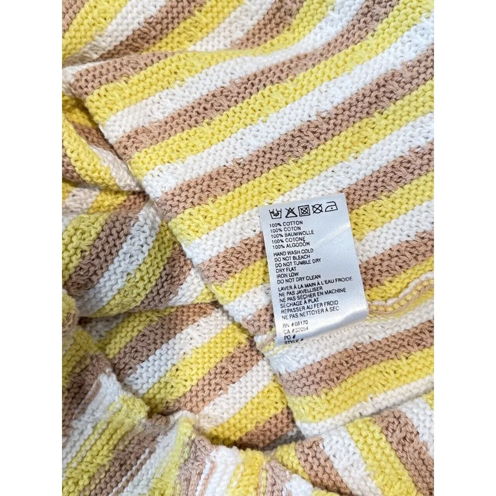 Rue Stiic Womens Dress Yellow Mini Sweater V Neck Striped Short Sleeve Size XS - Image 9