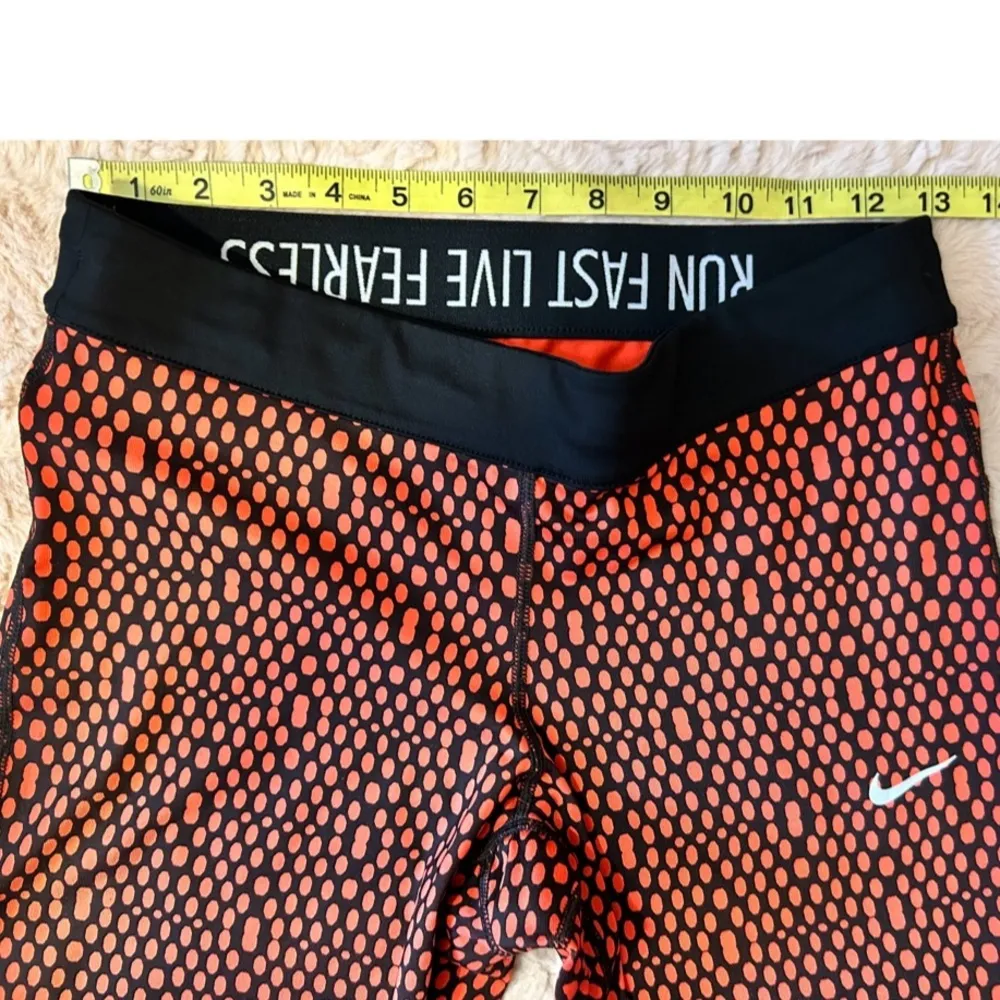 Nike Pro‎ Dri Fit Orange Running Athletic Leggings M Foldover - Image 9
