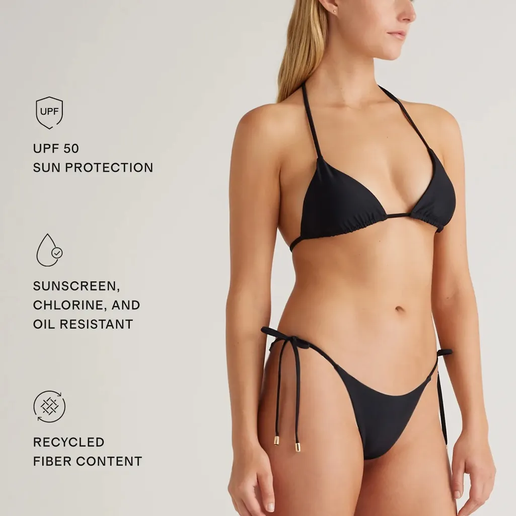 NWT Quince Italian Black Italian Adjustable Side-Tie Bottom Bikini, Size Small - Image 4