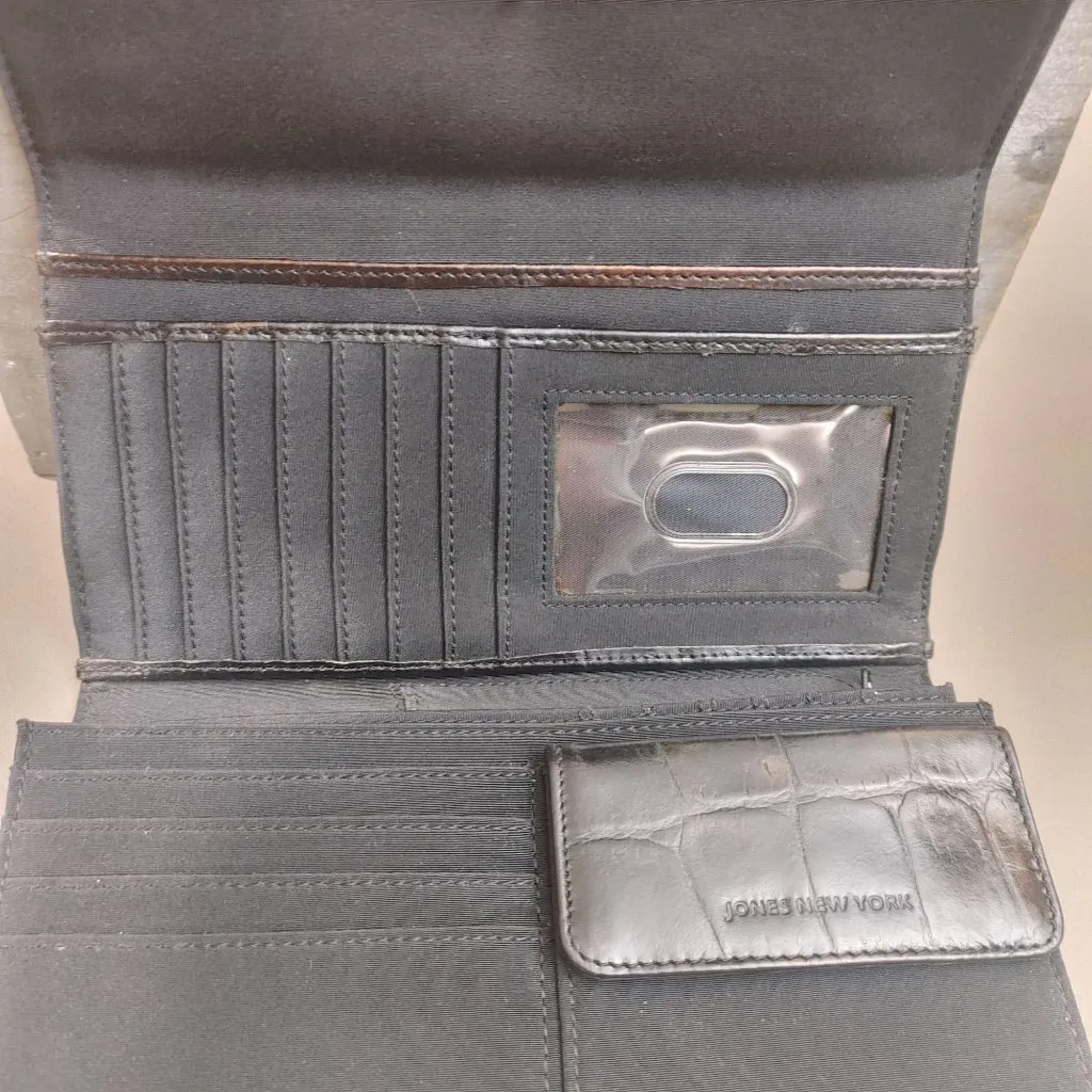 Jones New York Croc Embossed Faux Leather Wallet Multiple Card Slots ID Window - Image 5