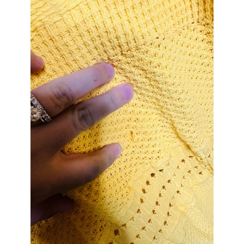 ESTEBAN CORTAZAR x RTR Yellow Knit Crochet Crew Neck Sleeveless Dress size M Size M - Image 8
