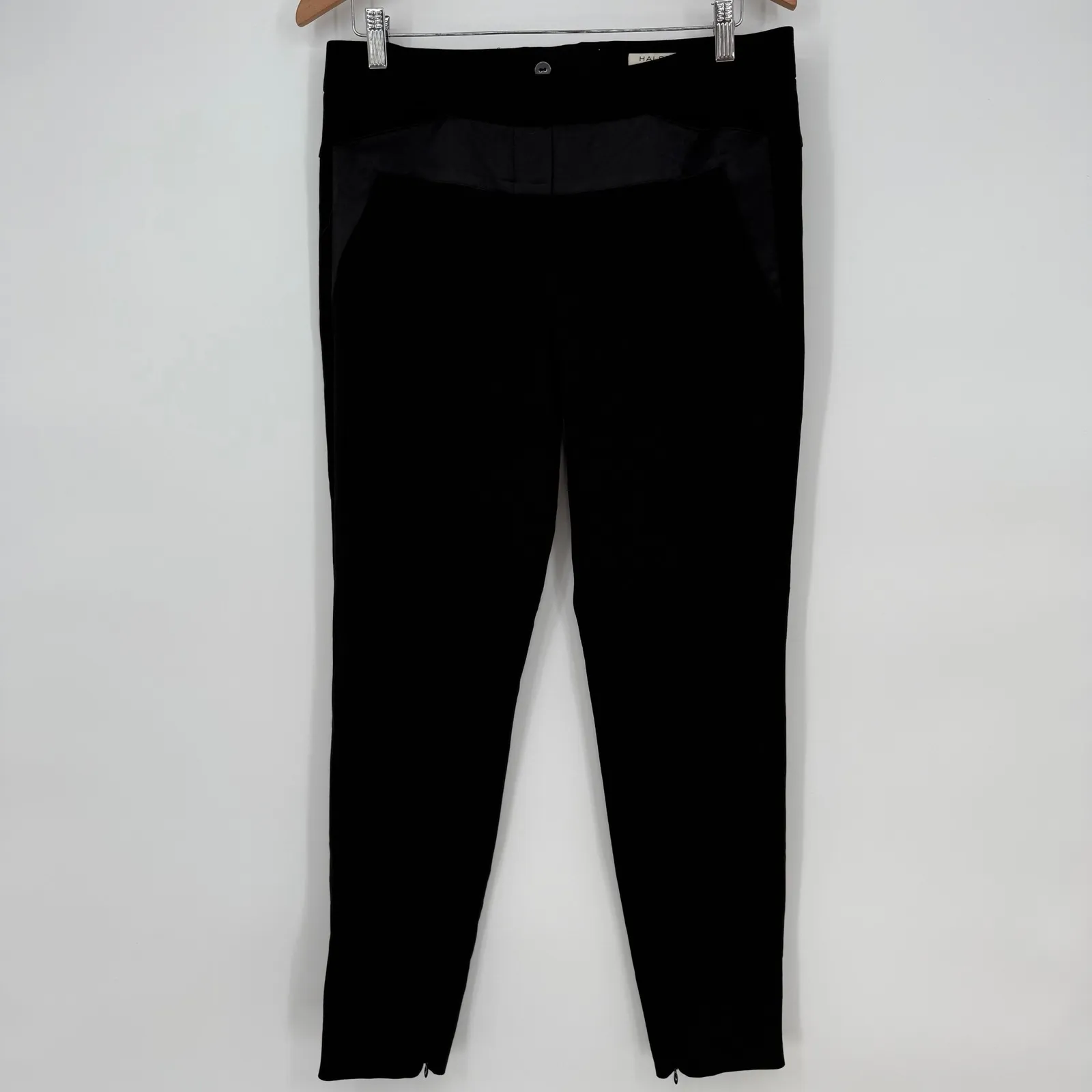 Halston Heritage Black Ponte Knit Tuxedo Ankle Zip Pants - Size 6 - Image 2