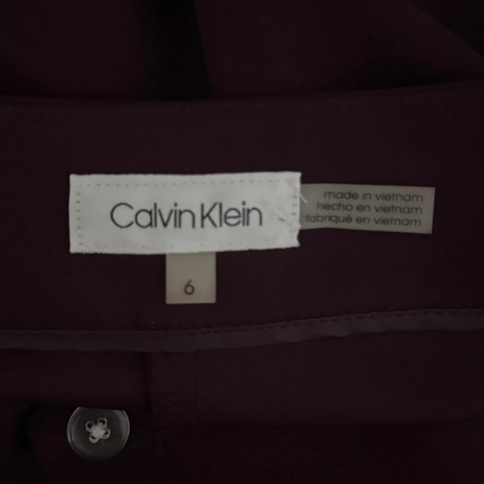 Calvin Klein Pants Gold Zipper Pocket Straight Career Stretch Plum Purple Size 6 - Image 6