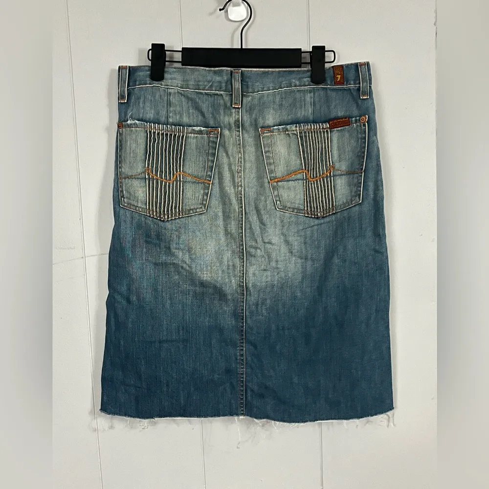 7 For All Mankind Denim A-Line Blue Jerome Dahan Midi Cotton Size 28 - Image 6