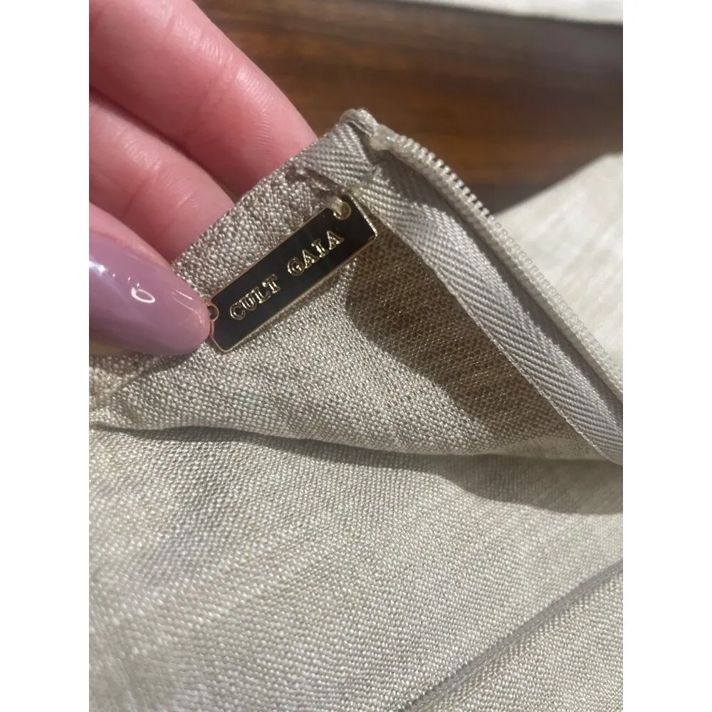 Cult Gaia Womens Gaia's Melange Suiting Gloves in Ecru M/L New Linen Accessory - Image 6