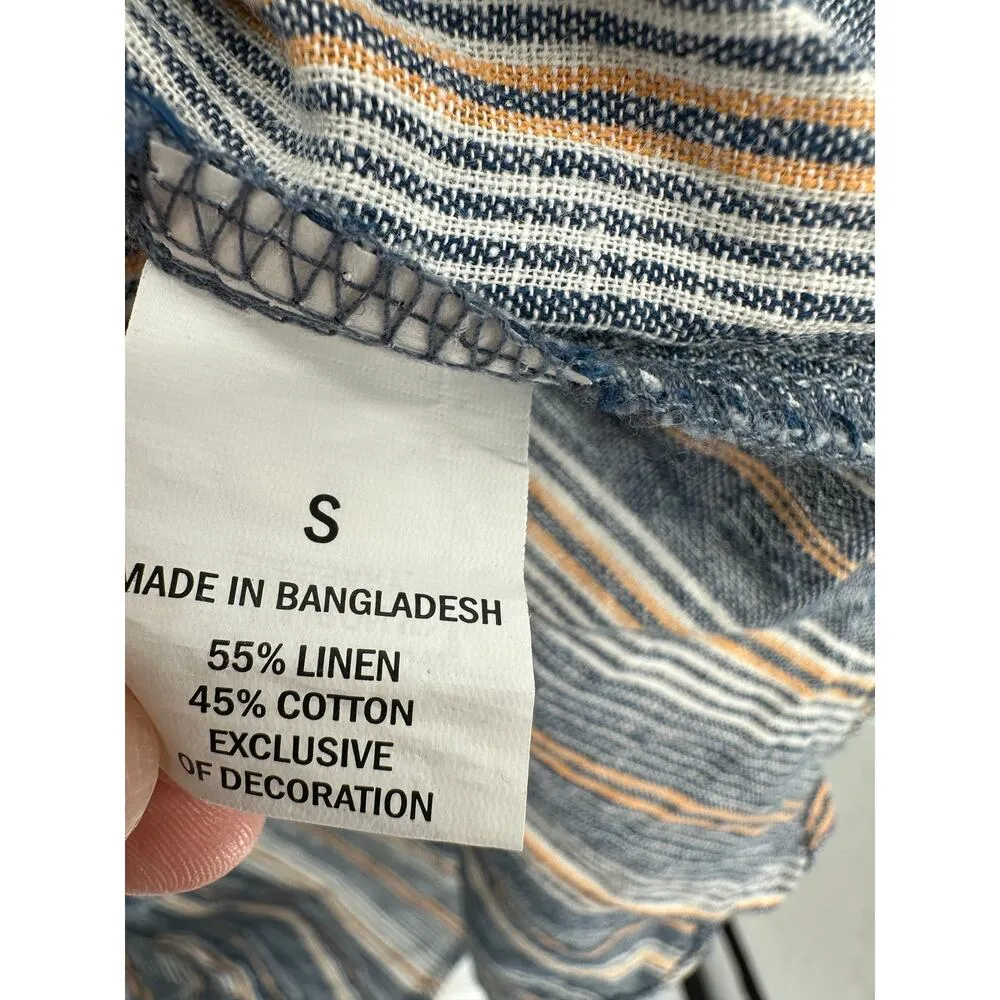 Falls Creek Womens Linen Blend Striped Dress Size S NWOT Button Coastal Resort - Image 7