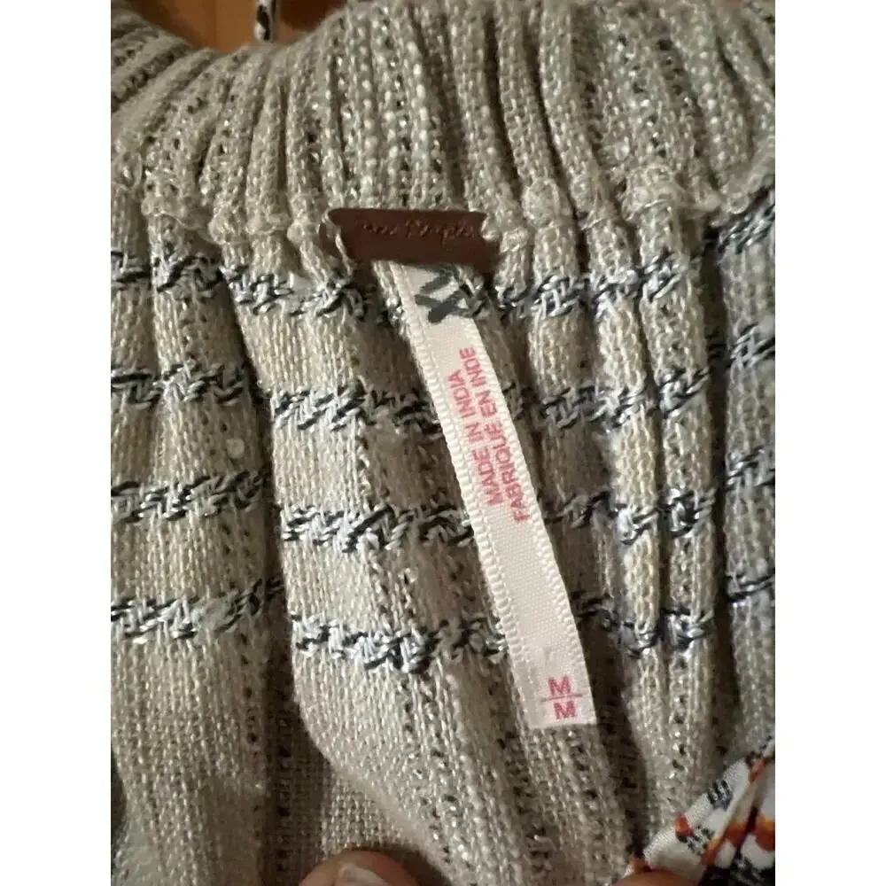 Free People Cotton Blend open tie back mini dress balloon sleeve Boho Western M - Image 7