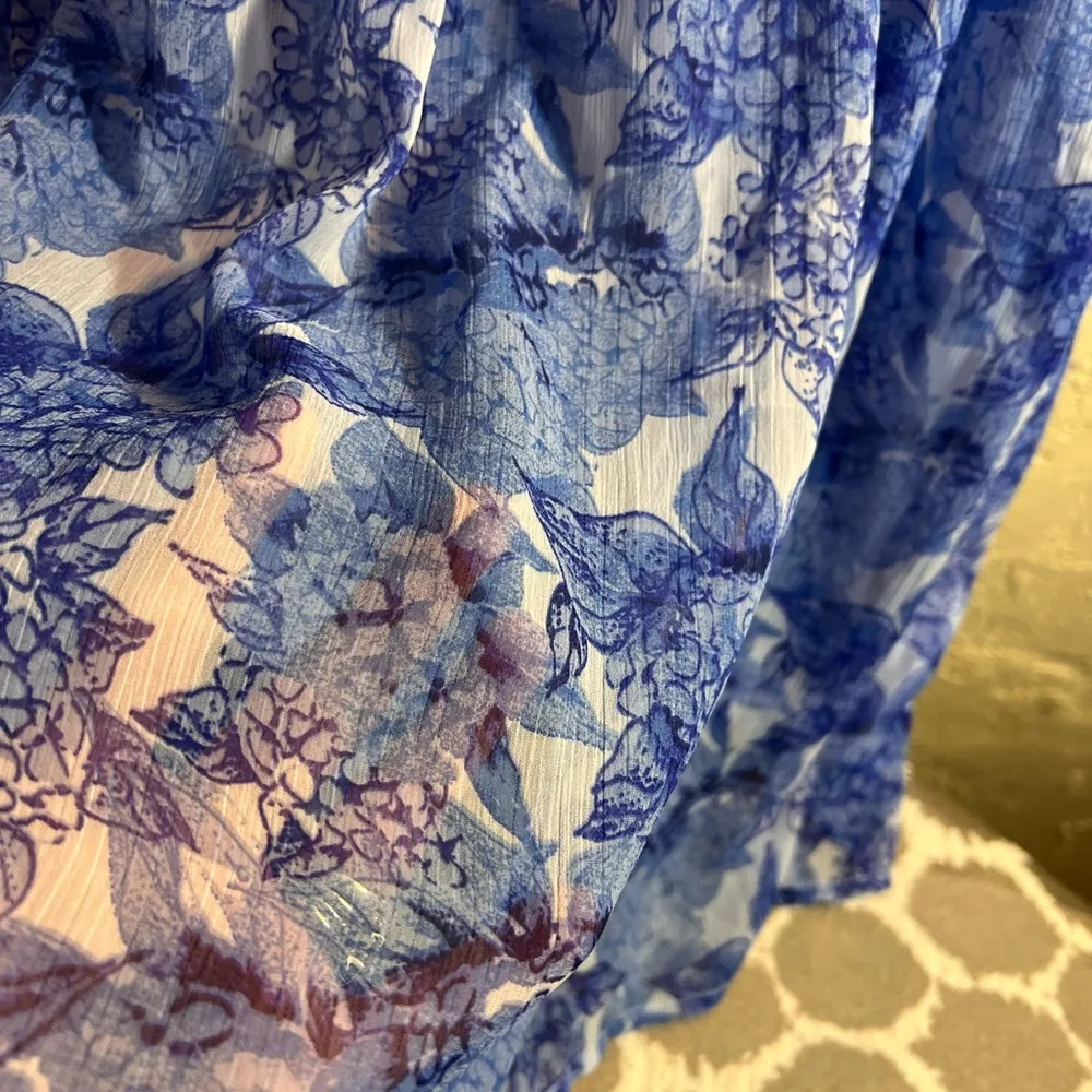 Ellos Blue Short Sleeve Ruffled dress flowy summer lovely floral Size 10 - Image 8